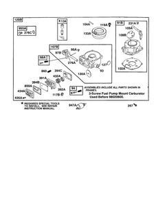 Carburetor 3 Diagram and Parts List for 422700-422799 2107- 2281- 2500 Briggs and Stratton Engine